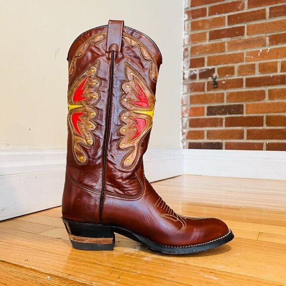 Texas Brand Butterfly Cowboy Boots Style M92 Cognac Men’s Size 8 D Vintage - Picture 16 of 16